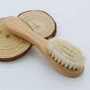 Soft Natural Cutie Comb Portable Baby Brush Set Newborn Wood Handle Faux Wool