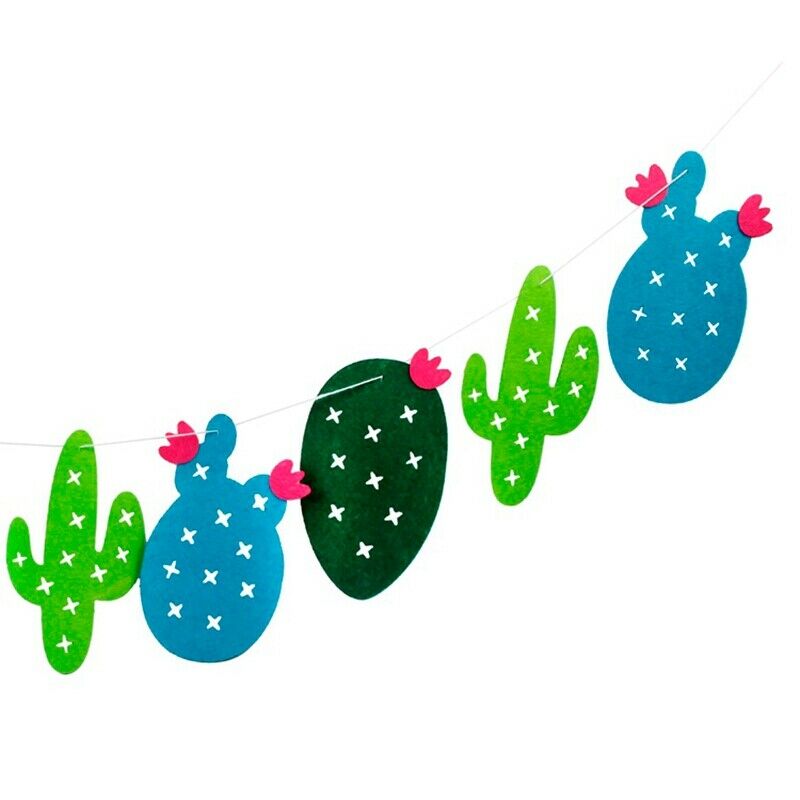 1 set Non-woven Fabric Cactus Garland Banner Flag Bunting Garland Party Fav Y9D6
