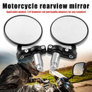 1 Pair 7/8 Round Motorcycle Mirrors 22mm Handle Bar End Side Rearview Mirrors