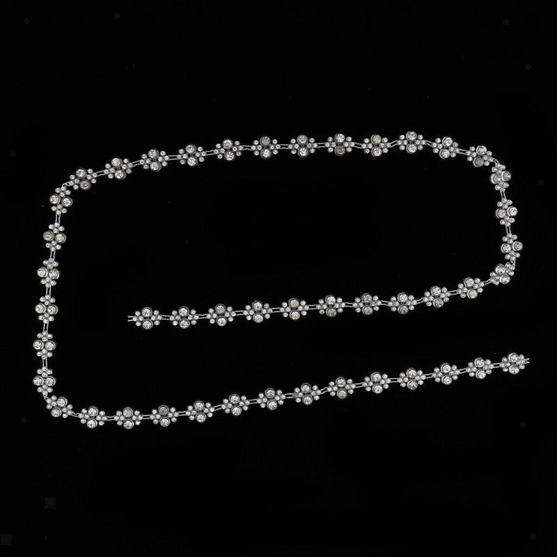 1 Yard White Round Diamante Rhinestone Chain Trim Bridal Dress Applique DIY