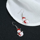 Christmas Ornament Cartoon Cute Snowman Drop Earrings Ear Hook Jewelry Gift A