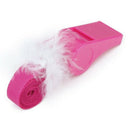 10 x Party Games Plastic Fluffy Whistles with Strap---Hot Pink F8T2