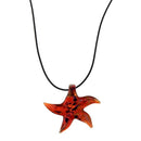 Murano Starfish Necklace Earrings Red
