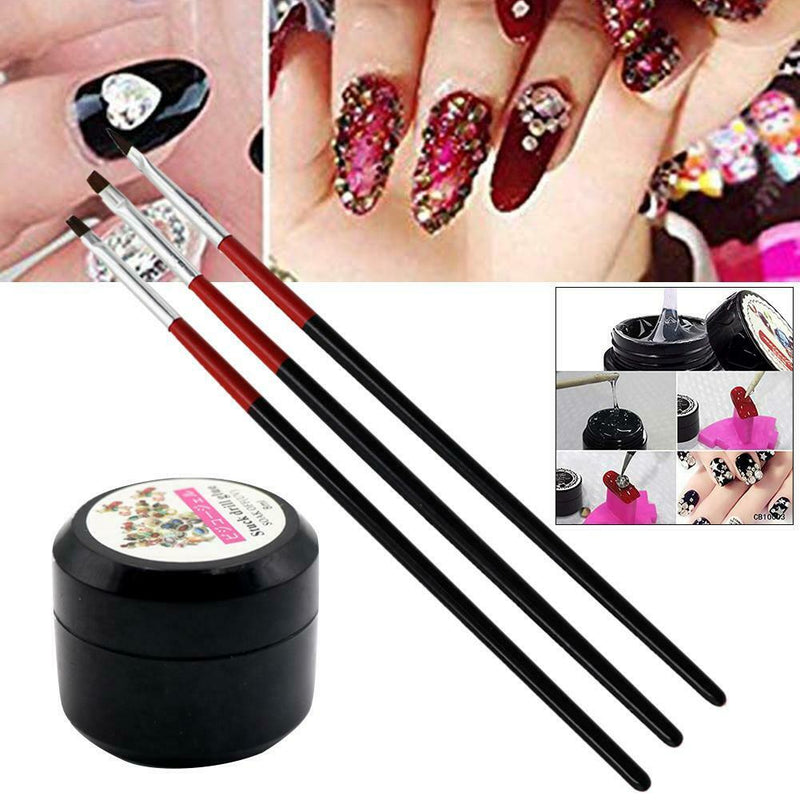 3pcs Nail Art Pen & 8ml Gel Set UV Gel Builder Painting Brush Pen Glue Tool