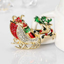 Christmas Carriage Deer Brooch Pins Fashion Winter Jewelry Women Gifts
