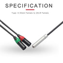 For Amplifier 6.35mm TRS Female to 2XLR Female/Male Audio Cable Extension Cord