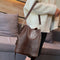 Crocodile PU Leather Women Shoulder Bag Messenger Bucket Handbag (Coffee)