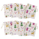 10pcs Linen Jute Drawstring Gift Bags Sacks Party Favors Xmas Pattern 14cmx J5D6