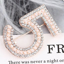 Letter 5 Brooch Pin Rhinestone Crystal Coat Collar Brooch Wedding Jewelry GiftJR