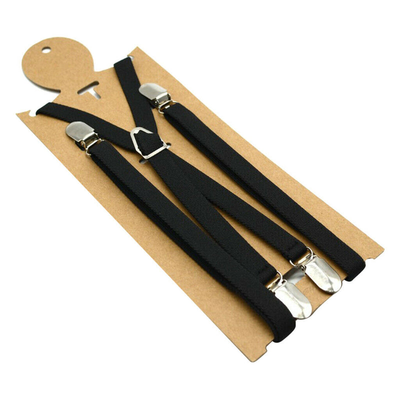 Men X Back Suspender Adjustable Strap Non-slip 4 Clips Trousers Pants Braces