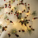 Red berry Christmas Garland Lights LED Copper Fairy lights Pinecone string  O1R5