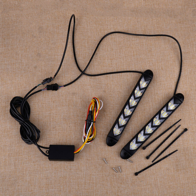 2Pcs 6 LED DRL Daytime Running Strip Light Sequential Flowing Turn Signal Lamp