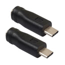 2pcs DC Power Adapter Type-C USB Male to DC5.5x2.1mm Female Jack Converter