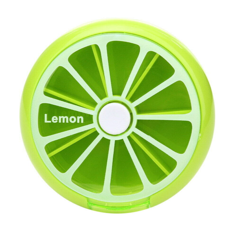Outdoor Travel Pill Portable 7 Day Rotating Pill Case Lemon