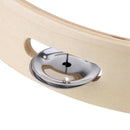Kids 10" Hand Held Wood Headless Tambourine Bell with Metal Single Row Jing