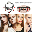 Halloween Lace Choker Necklace Bat Gem Neck Chains Women Statement Jewelry