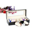 6 Slots Wrist Watch Display Case Box  Jewelry Storage Organizer With Cover