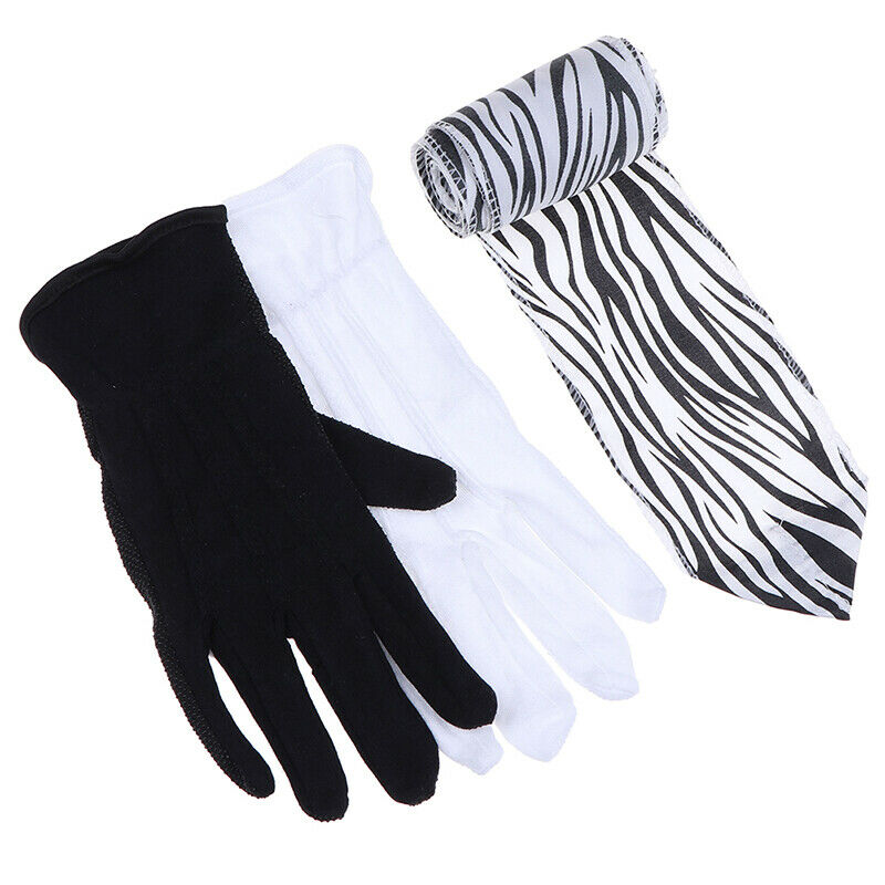 Black White Gloves To Stripe Silk Scarf Magic Tricks Magic Props Toys OZ