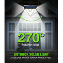 166 LED Solar Power Wall Lights PIR Motion Sensor Outdoor Garden Security Lamp