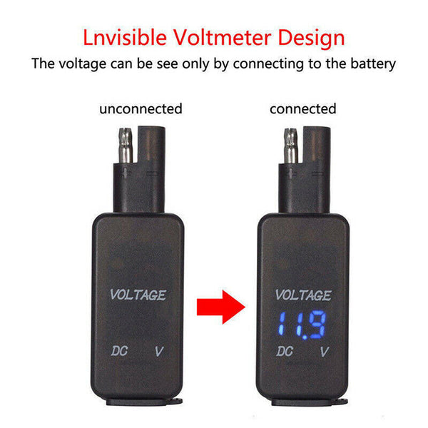 Motorcycle SAE to USB Cable Adaptor Dual USB Cell Phone Charger & Voltmeter 3c
