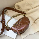 Fashion Leather Crossbody Bags Women Chain Shoulder Travel Handbag (Brown)