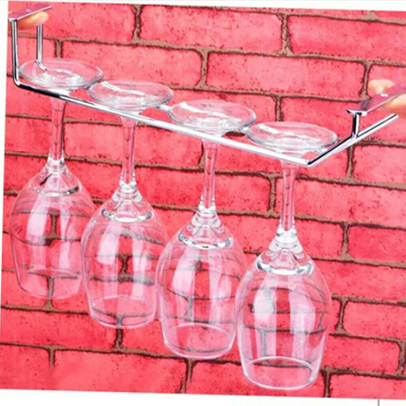 1-Row Kitchen   Wine Glass Cup Rack Stemware Storage Holder Organizer