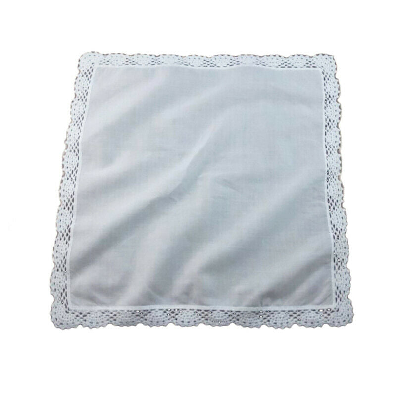 1 Piece White premium cotton wedding gift lace handkerchief for women/ladies