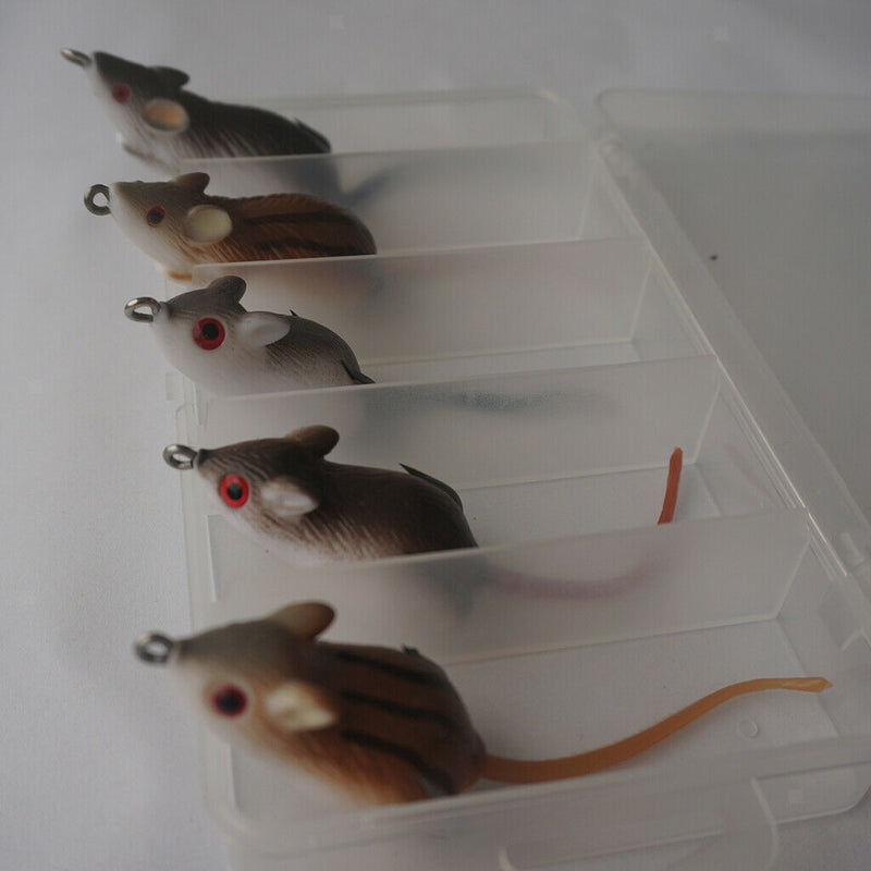 Soft Mouse Fishing Lures Mice Rat Baits Crankbaits Set With Storage Box Case