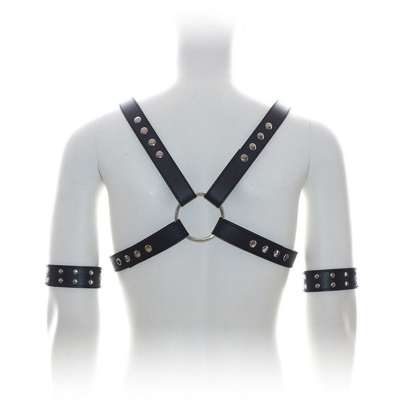 Mens Leather Chest Harness Straps Belts Suspenders Braces Arm Band Costume