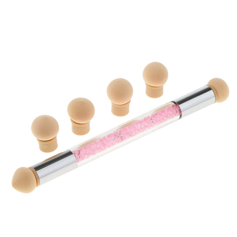 Dual-ended UV Gel Painting Nail Gradient Brush Art Sponge Brush Pen Pink