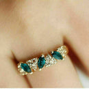 Luxury Women Ladies Emerald Rhinestone Crystal Finger Ring Dazzling Gift