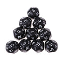 10pcs 16 Sided D16 14mm Acrylic Opaque Dice for Role Playing Game RPG Black