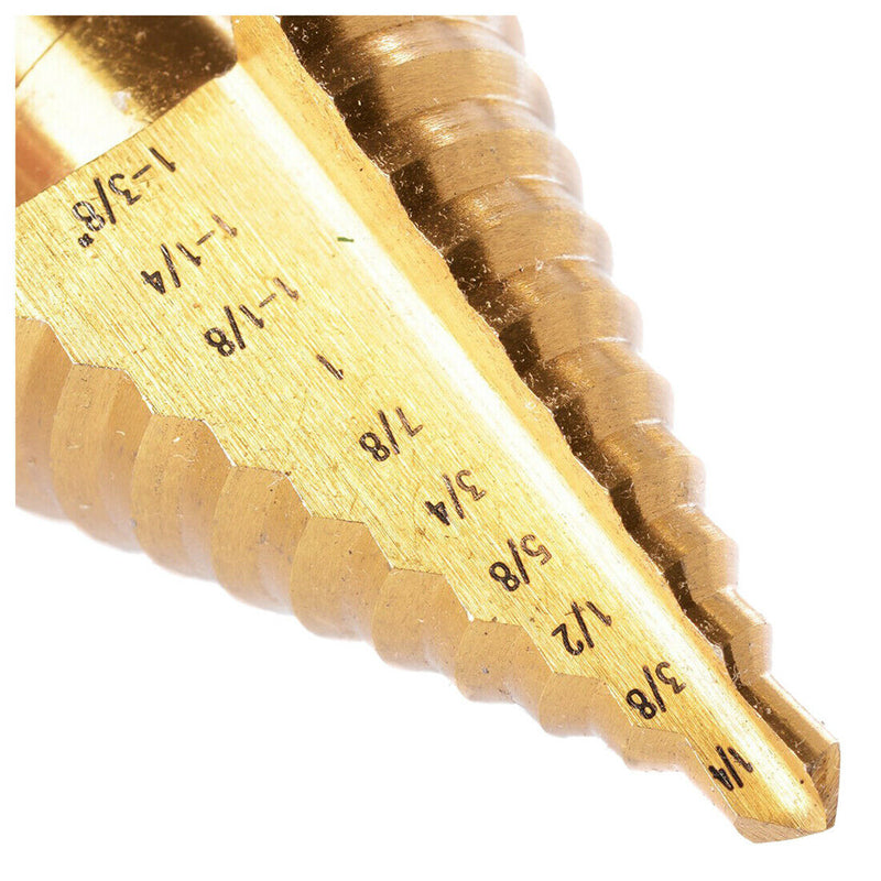 1/4 - 1-3/8 inch Titanium Steel Metal UNI Variable Stepped Down Drill Bit U
