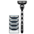 Black 5Pcs/Set 1 Machine + 4 Blades Manual Mens Hair Removal Shaving Razors C9A7