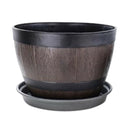 Retro Barrel Planter Indoor Outdoor Flower Pot Plant Pot for Home Office Cafe