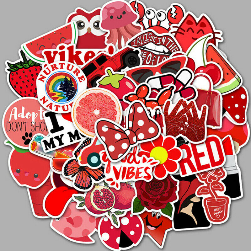 50Pcs Cartoon Red Girls Stickers DIY Suitcase Laptop Guitar Bicycle Car Deca-OZ