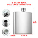 18oz Flask Stainless Steel, Great Christmas / Halloween Gift for Whiskey Lovers