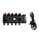 10Way SATA PC PWM Cooling Fan Speed Controller 4/3-pin Power Socket Splitter