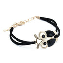 New Women's Retro Owl Decoration Faux Leather Bracelet black Q5F6
