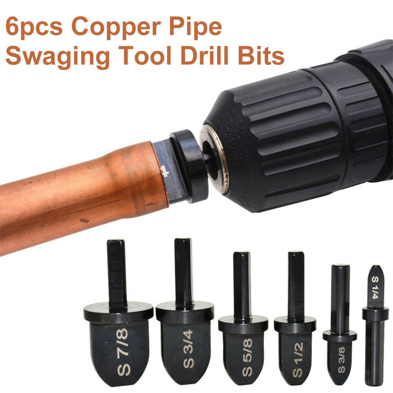 6pcs Multifunction Copper Pipe Swaging Tool Drill Bit Set Portable Bearing Steel