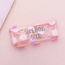 2X(1 Pc Cute Cat Pencil Cases For Girls Pink Pvc Transparent Pen Bag School
