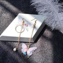 Korean Fairy Yarn Butterfly Long Earrings Asymmetric Butterfly Imitation Pe T8U8