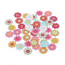 50Pcs Wood Mixed Flower Handmade 2 Holes Wooden Buttons Sewing Scrapbooking DIY