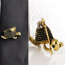 Enamel Turtle Brooch Pin Crystal Animal Brooch Suit Collar Pin Unisex Jewelry OZ