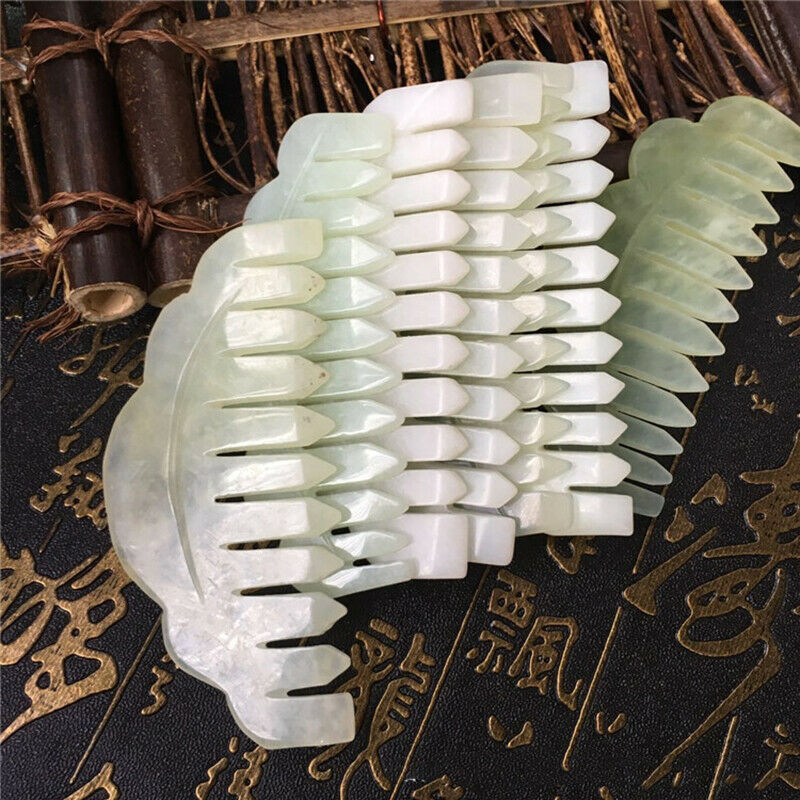 1Pc Nature Jade Comb Massage Spa Acupuncture Head Treatment Gua Sha BoardB Hn
