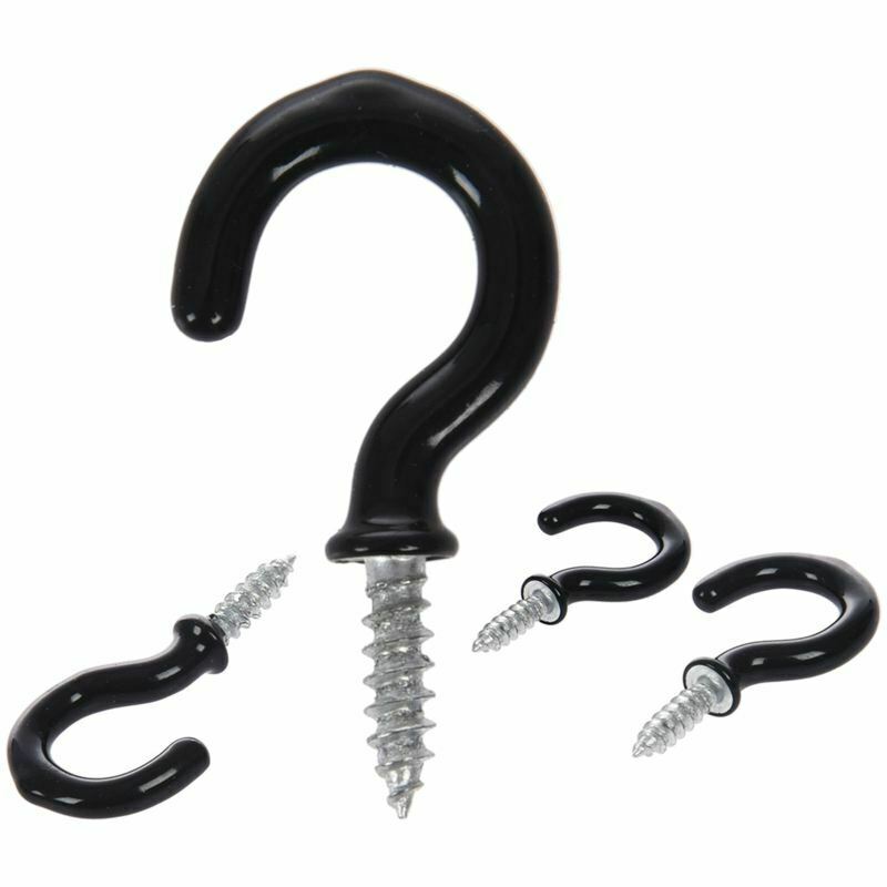 1.1"Cup Mug Hooks Shouldered Metal Screw-in plastic coated Hanging black 25