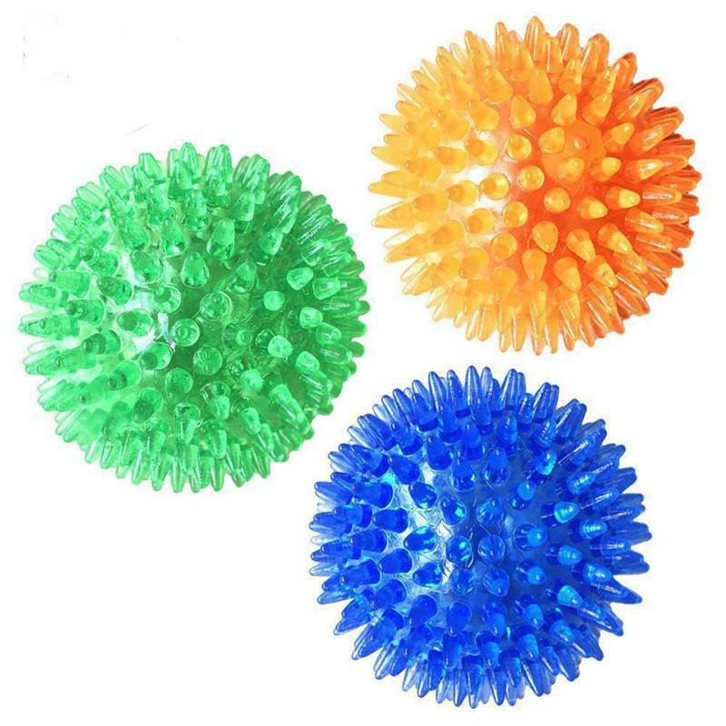 3 Pcs Pet Squeaky Chewing Balls Puppy Chew Toys Soft Stab Balls Cleaning Te H2N7