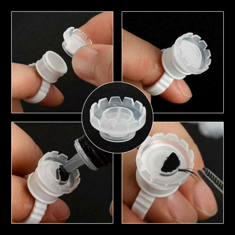 100X EYELASH EXTENSION PLASTIC GLUE CUPS CAPS ADHESIVE/TATTOO PIGMENT  OAB
