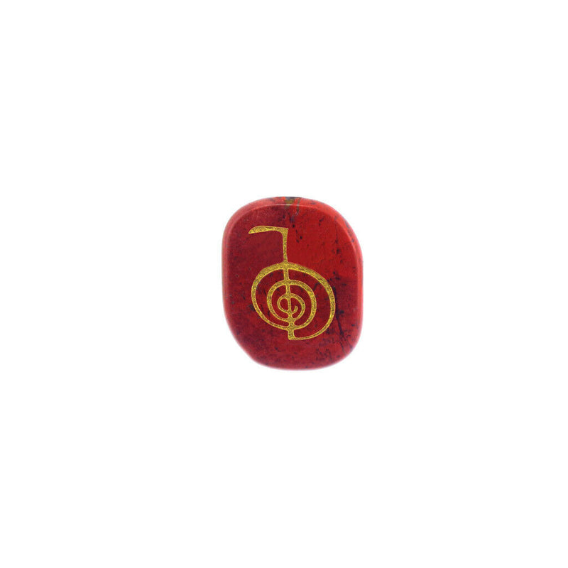4pcs Engraved Red Jasper Reiki Chakra Gemestone Palm Stones  Crystals