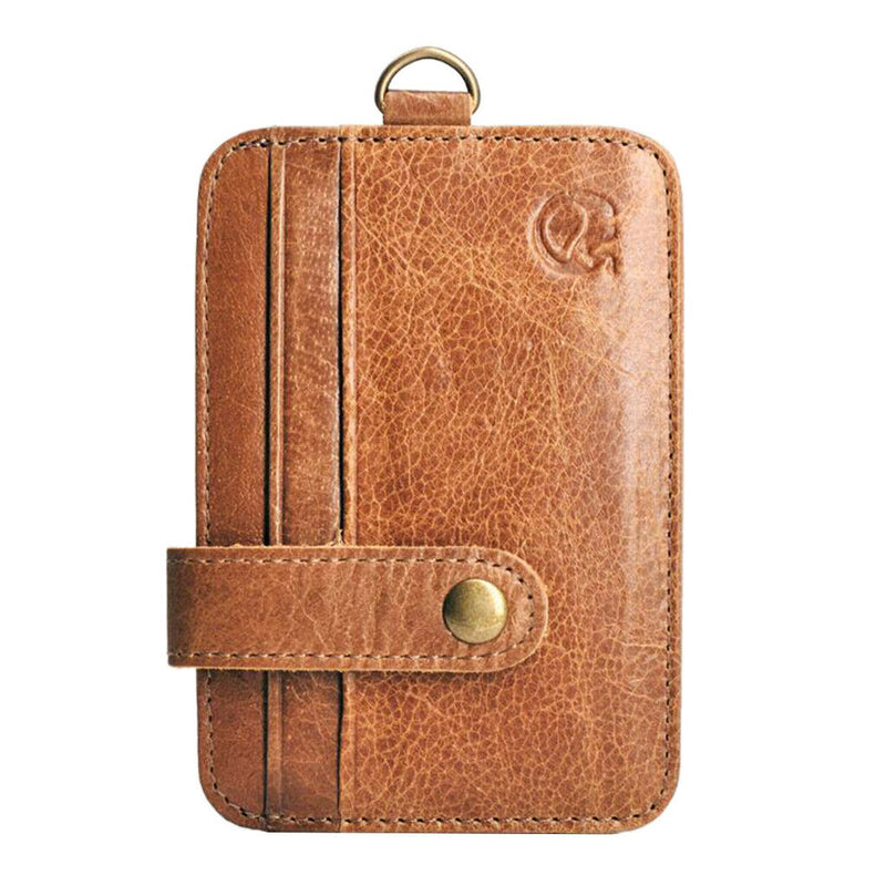 Vertical Leather ID Cards Holder Travel Money  Purse Case Snap Button